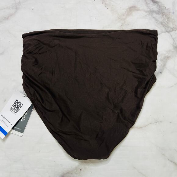 Coco Reef Womens High Waist Bikini Bottom Size XL Brown New Shirred Slimming - Picture 4 of 5